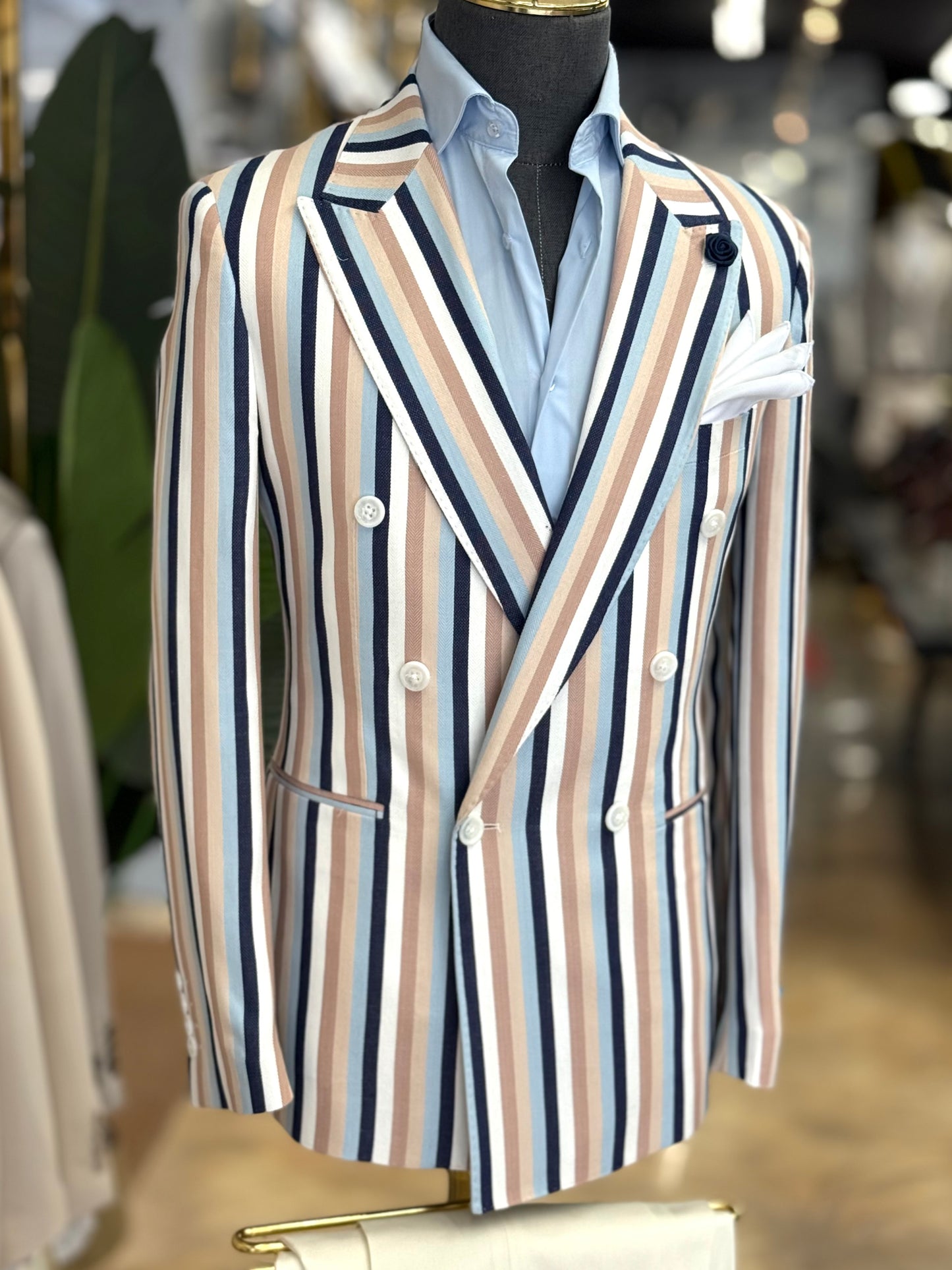 Stripe Double-Breasted Jacket 6x2