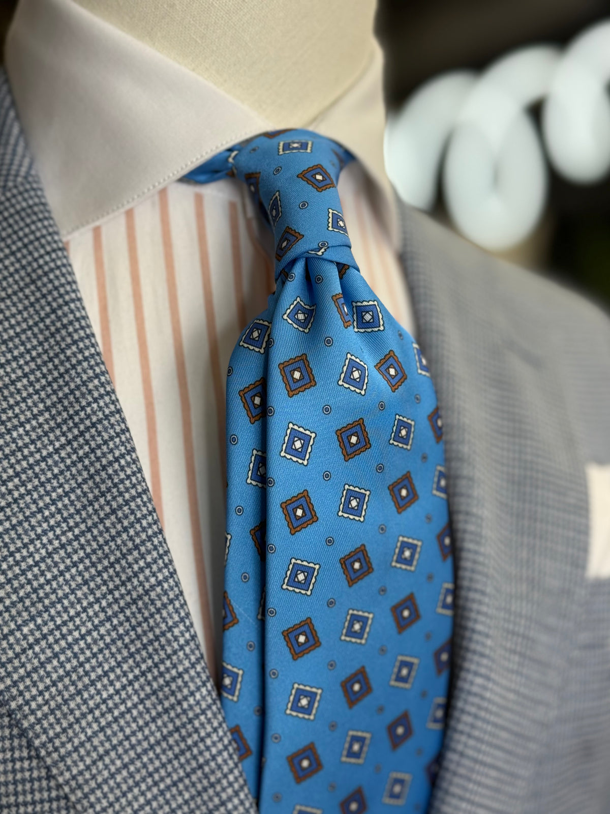 Necktie Geometric L Blue