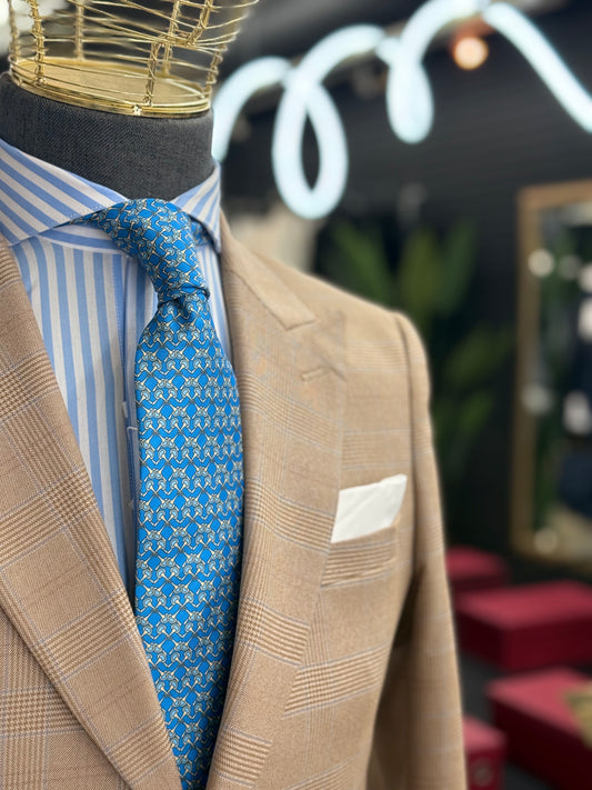 Necktie Horsebit L Blue & Gold