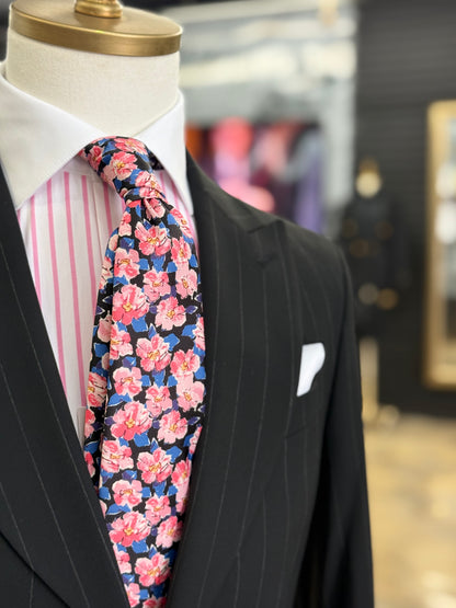 Necktie Floral Pink & Black
