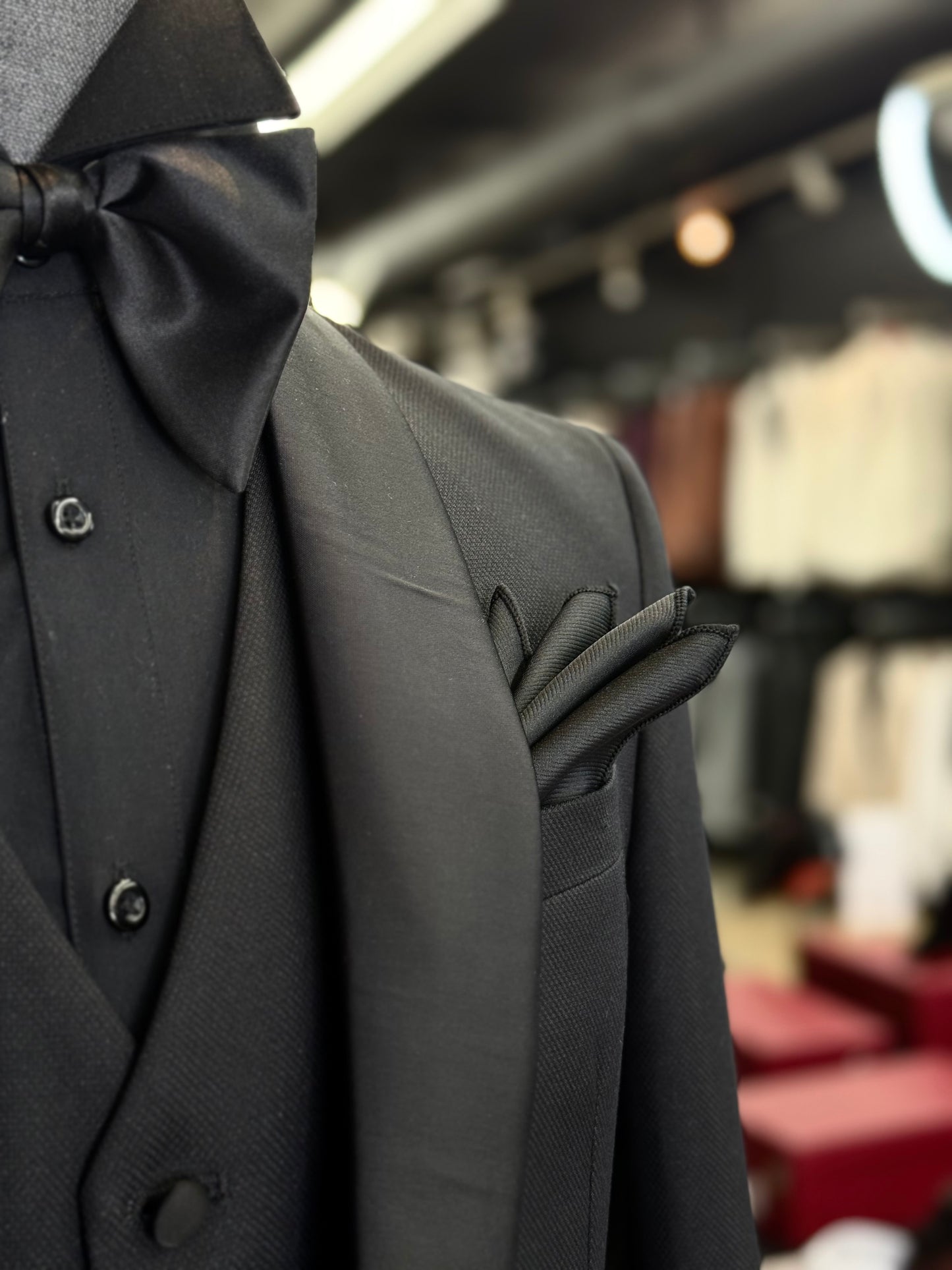 Birdseye Textured Shawl Lapel Black Tuxedo