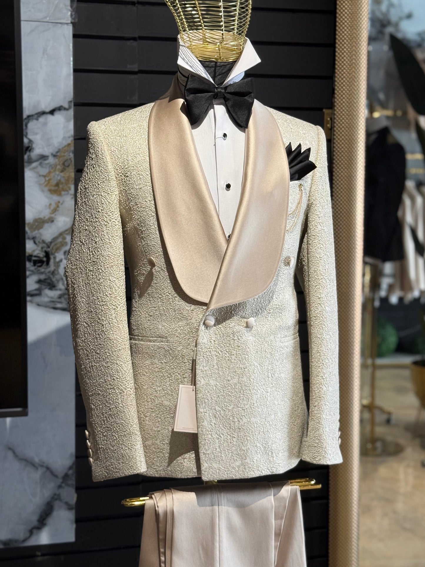 Gold / Champagne Shawl Double Breasted Tuxedo