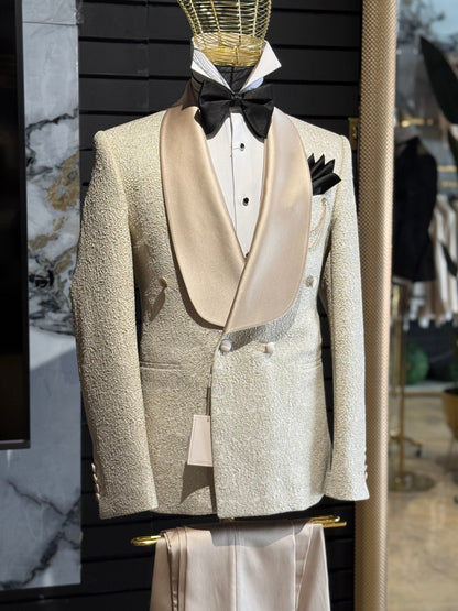 Gold / Champagne Shawl Double Breasted Tuxedo