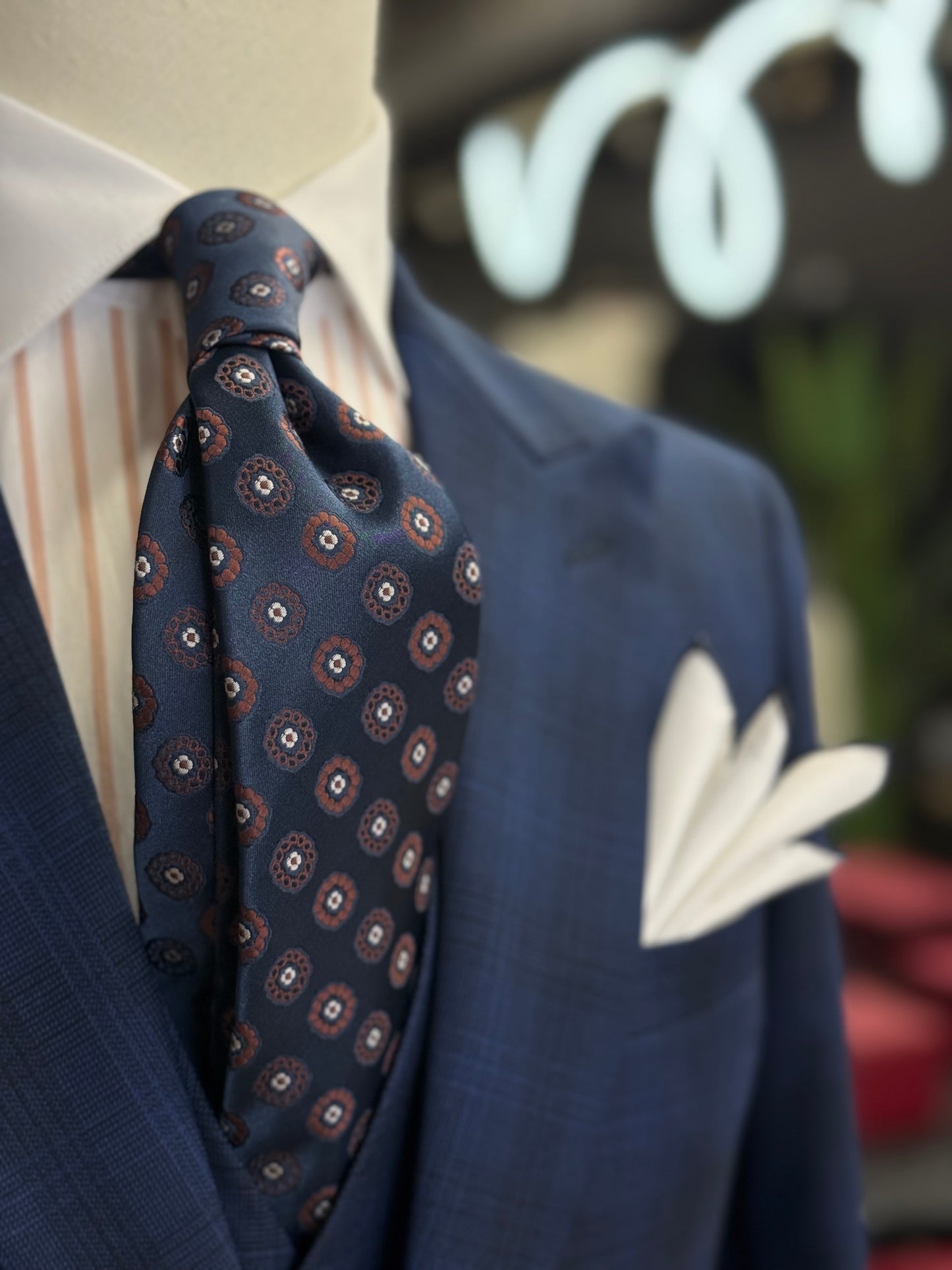 Necktie Medallion Navy & Rust