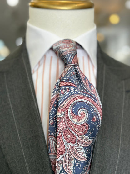Necktie Big Paisley Rose and Grey