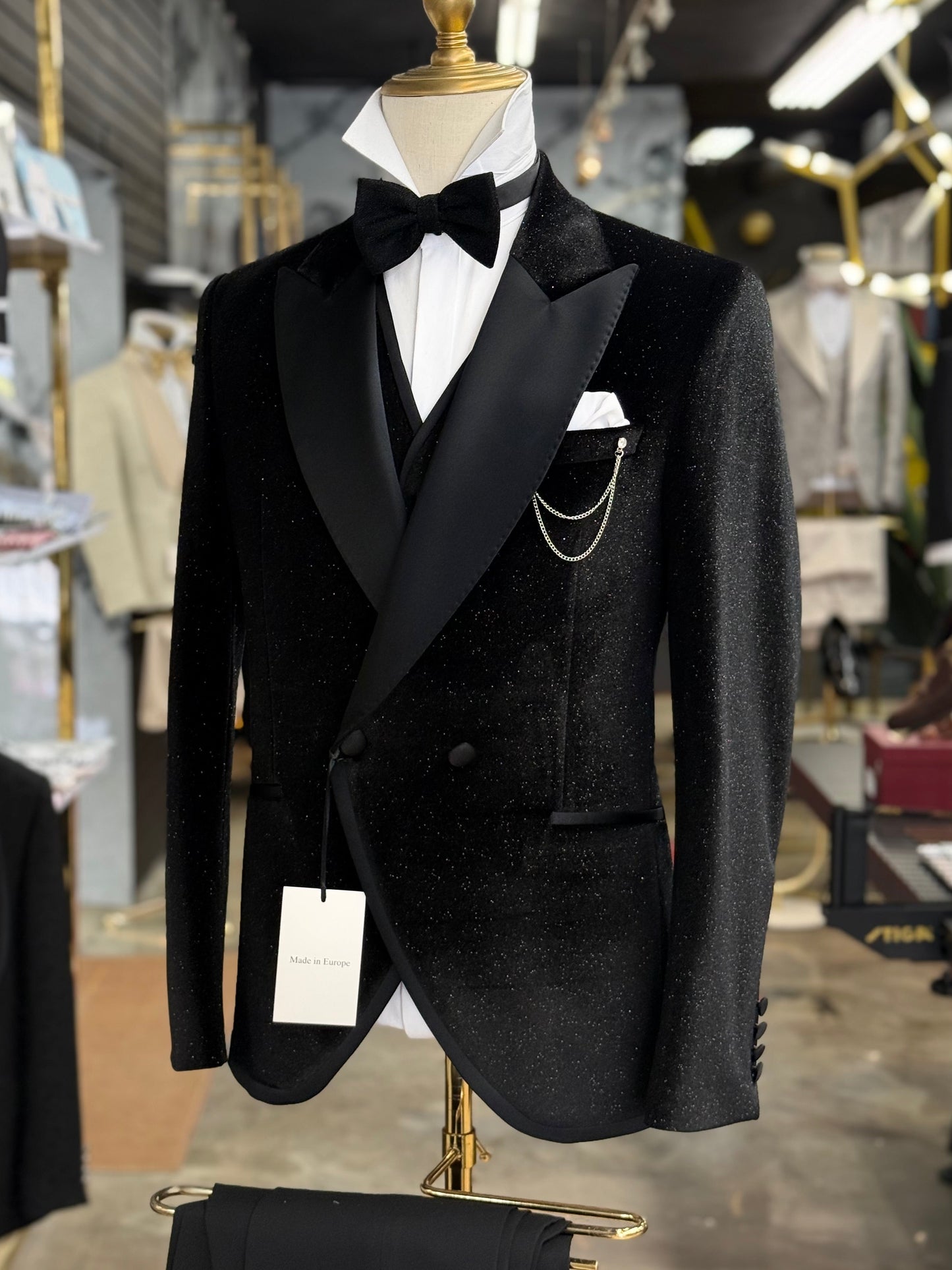 Midnight Sparkle Velvet Black Tie Tuxedo