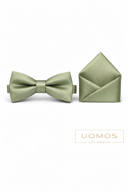 Sage Green Bow tie & Pocket Square set.