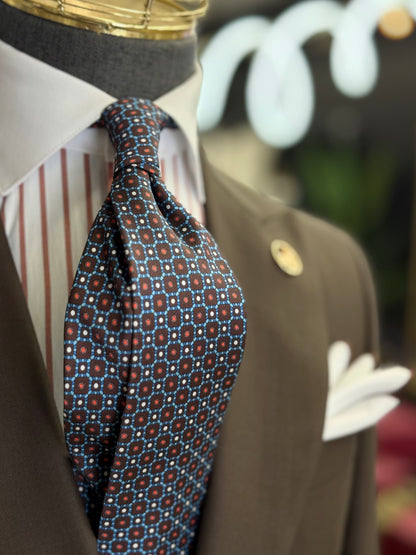 Necktie Brown & Blue Mosaic Geometric