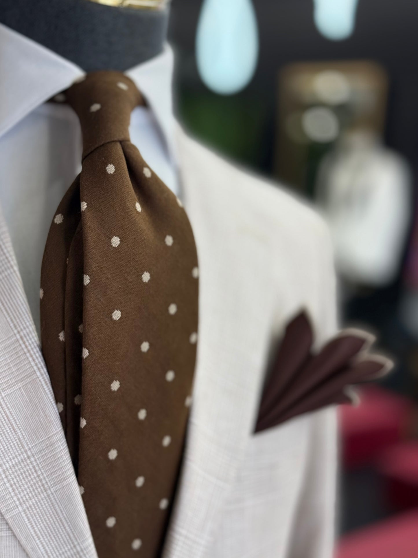 Necktie Polka Dot Brown & Beige