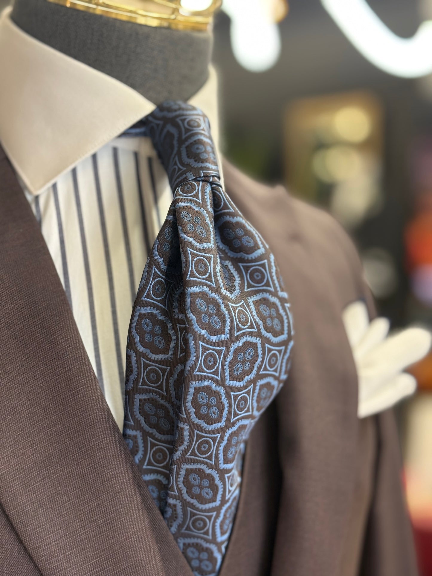 Necktie Azure Mosaic Espresso Plum & Powder Blue