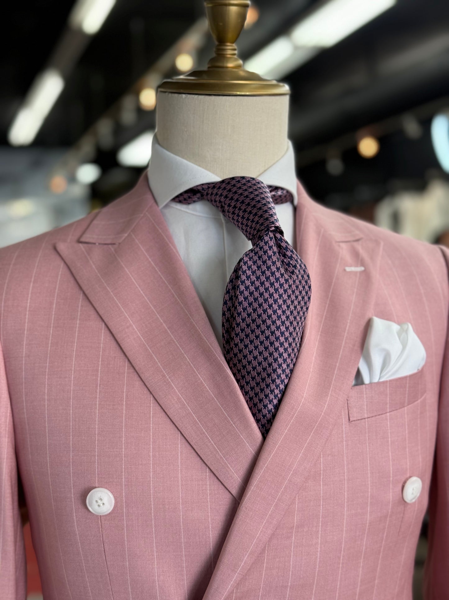 Necktie Houndstooth Pink & Navy