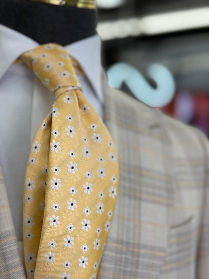 Necktie Floral Yellow & White