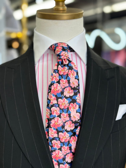 Necktie Floral Pink & Black