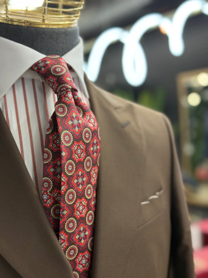 Necktie Medallion Red & Brown