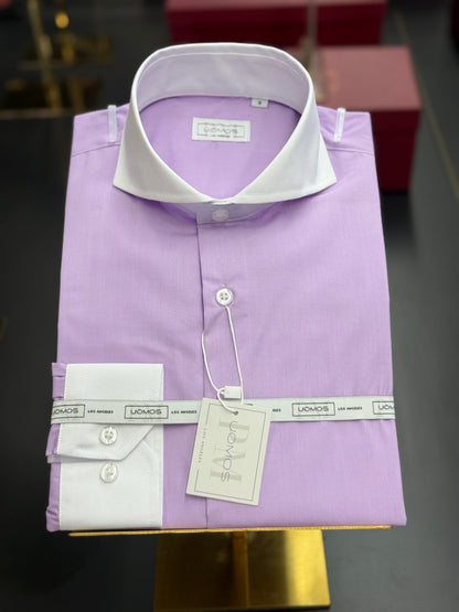 Lavender & White Cutaway Collar and Cuffs Poplin