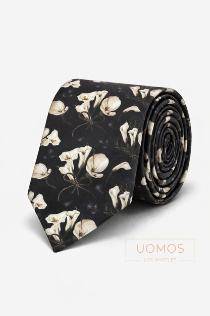 Necktie Floral Black & Ivory