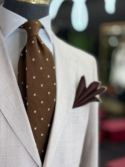 Necktie Polka Dot Brown & Beige