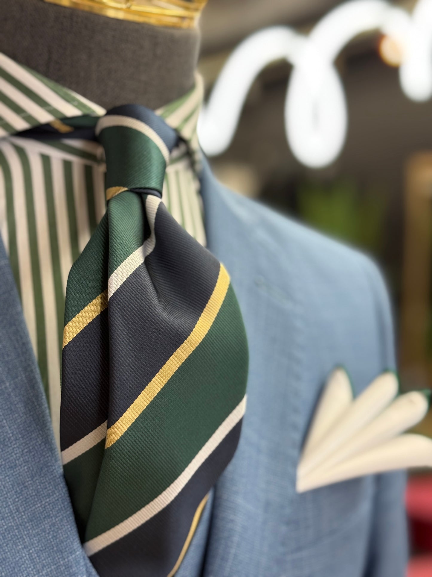 Necktie Regimental Classic Club Green and Navy