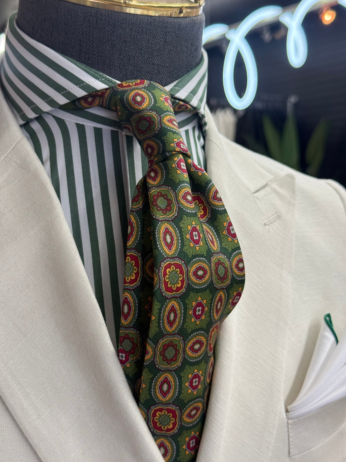 Necktie Green Medallion