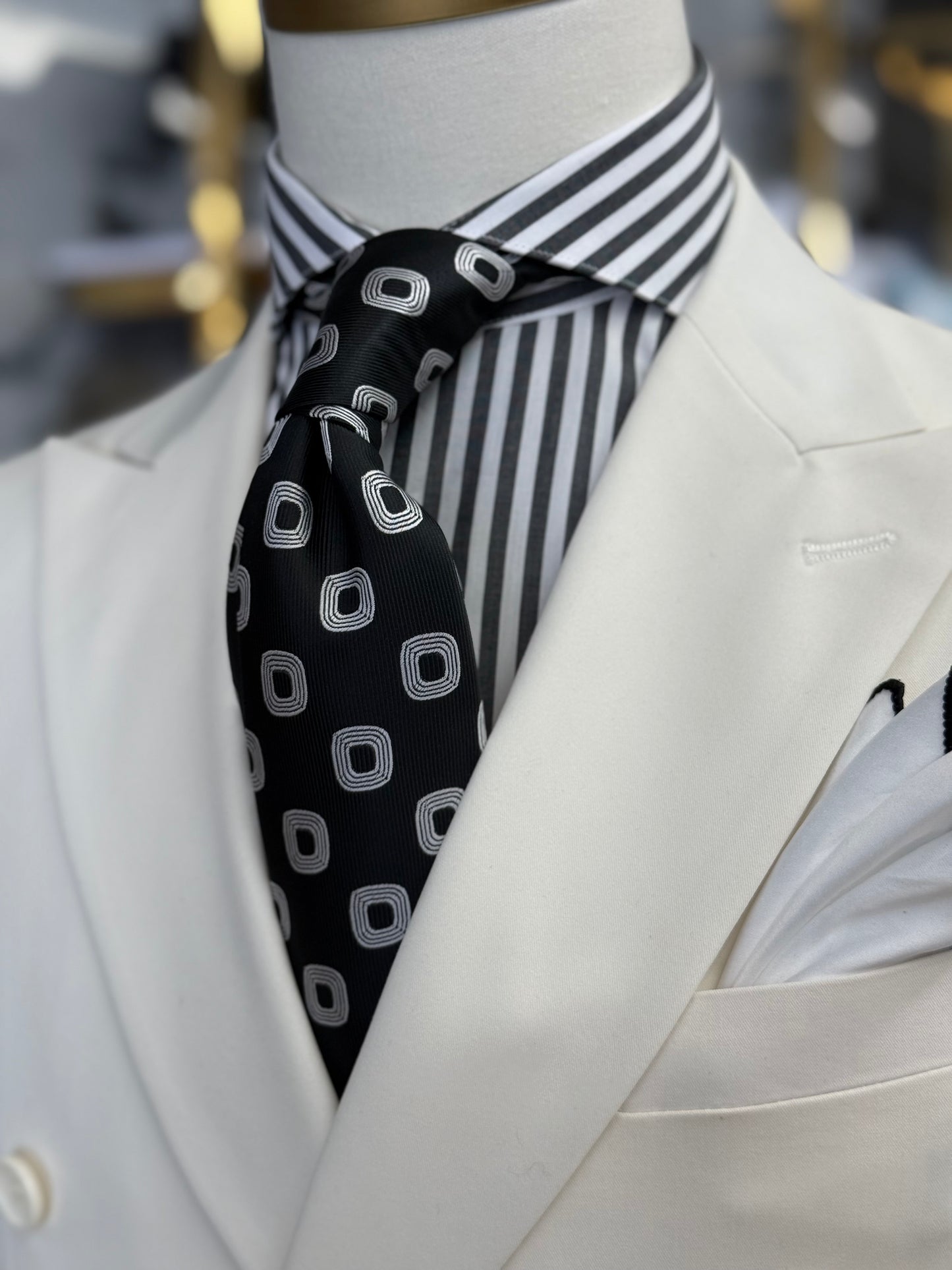 Necktie Square Medallion Black and White