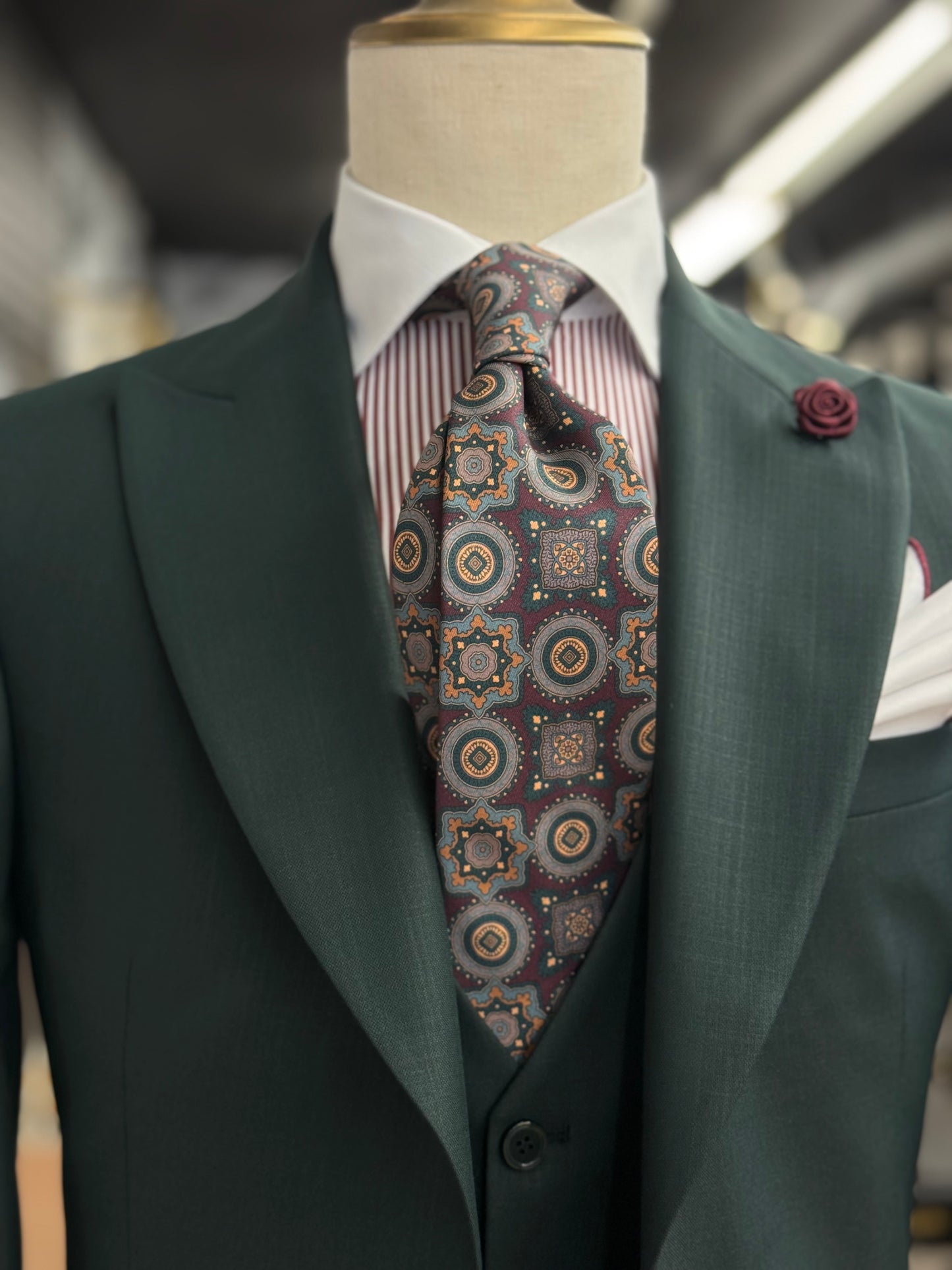 Necktie Burgundy Mosaic Medallion