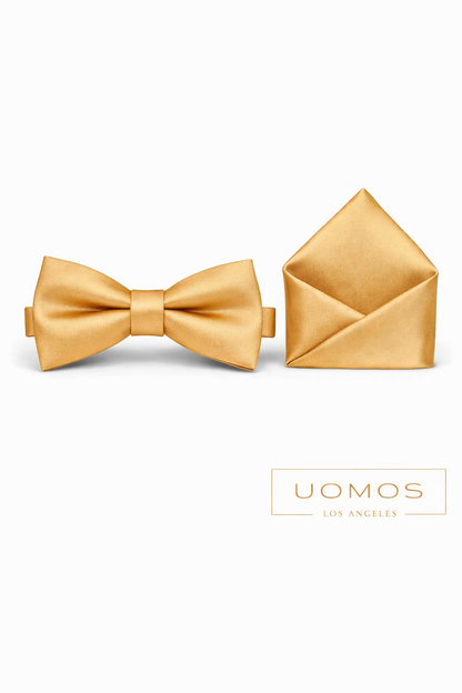 Gold Bow tie & Pocket Square set.