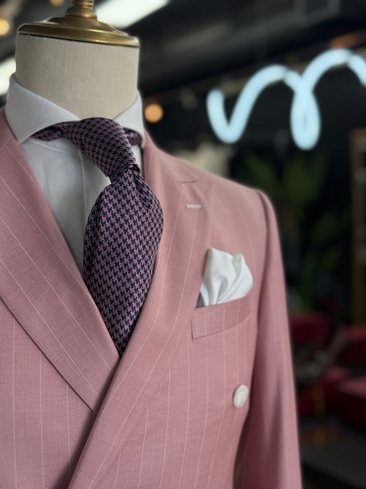 Necktie Houndstooth Pink & Navy