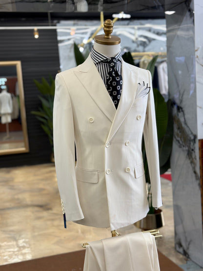 Off White Double-Breasted Suit