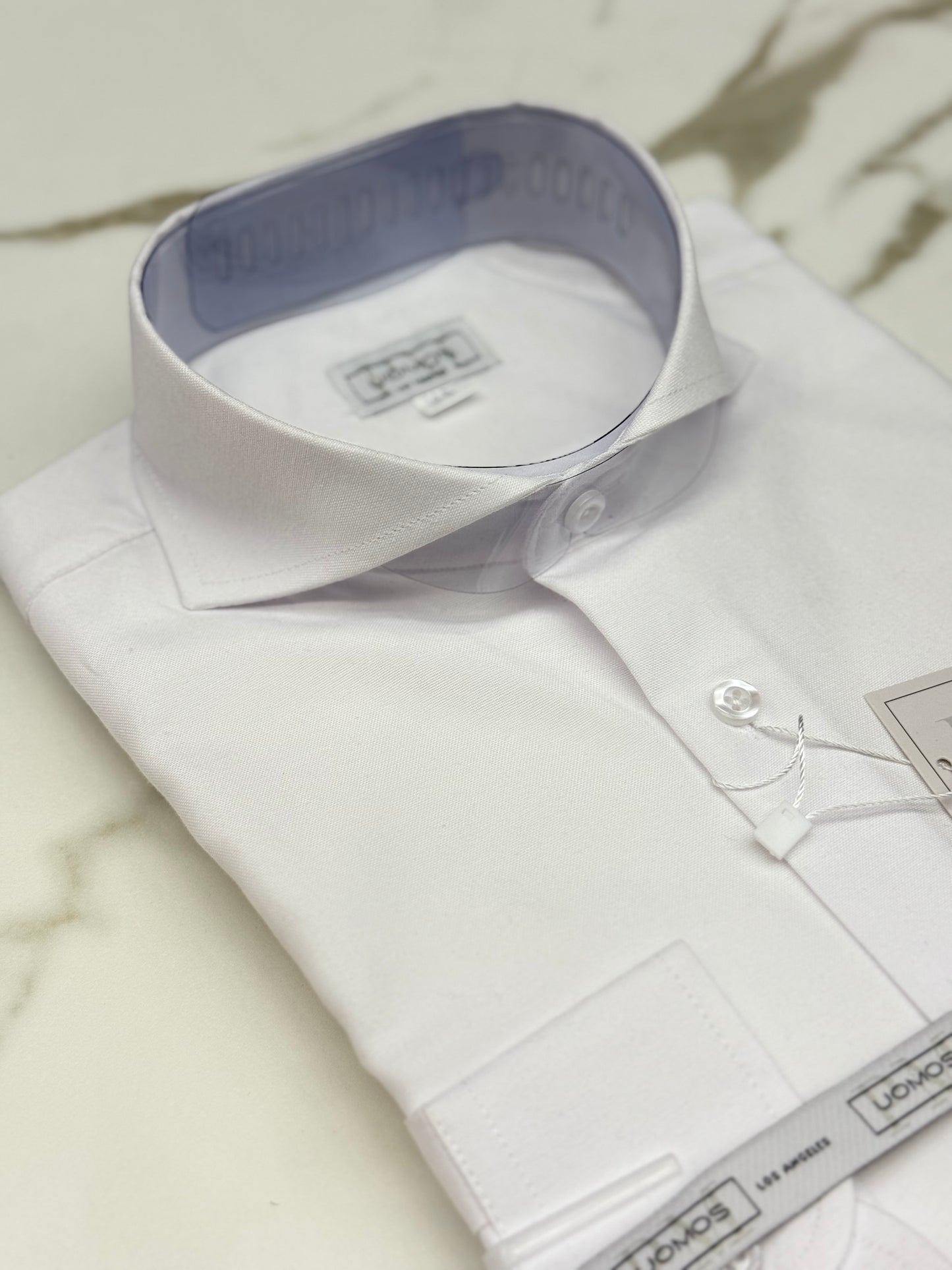 White oxford cut-away cotton shirt slim fit