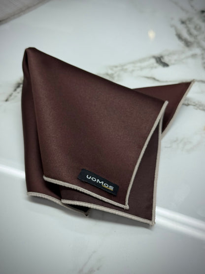 Brown pocket square / Beige trim