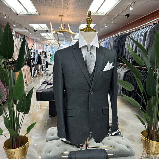 Charcoal Grey Vested Suit