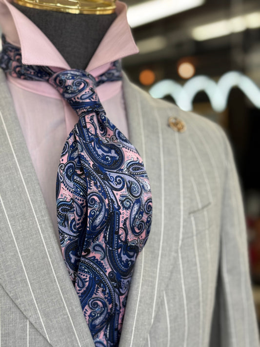 Necktie Pink/Blue big paisley