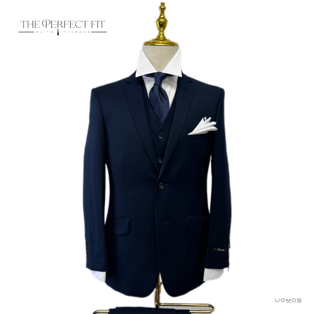 Navy Blue Vested Suit