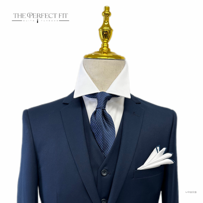 Navy Blue Vested Suit