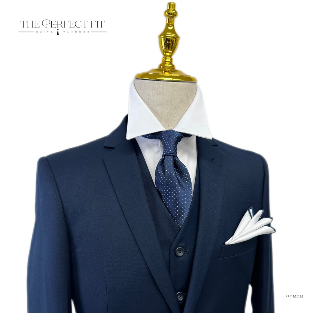 Navy Blue Vested Suit