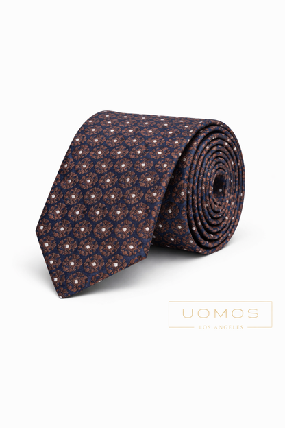 Necktie Navy & Chocolate Medallion