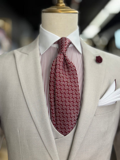 Necktie Mid Paisley Burgundy