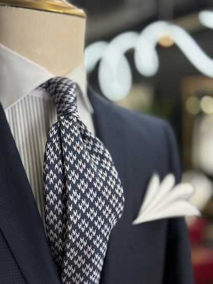 Necktie Houndstooth Navy & White