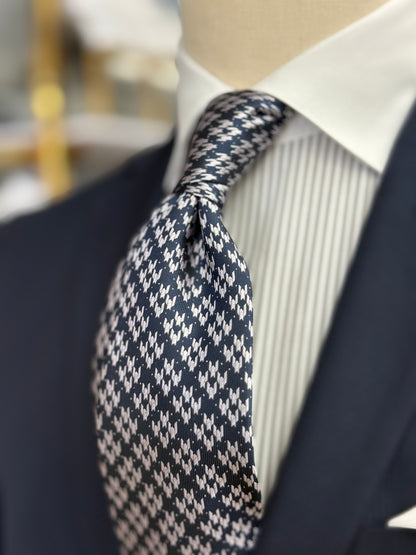 Necktie Houndstooth Navy & White