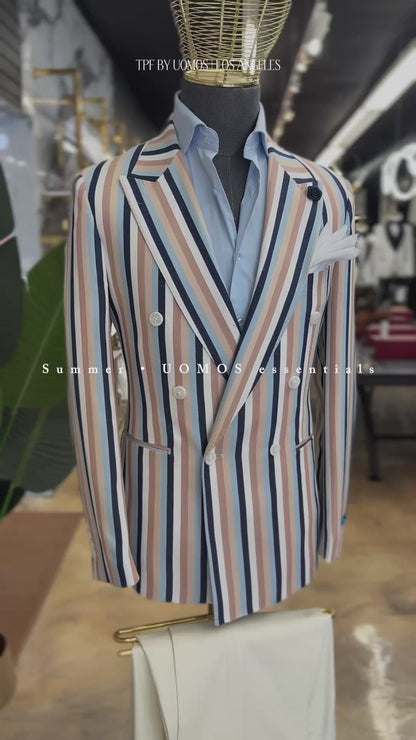 Stripe Double-Breasted Jacket 6x2