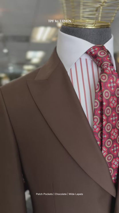 Chocolate Brown Two Pieces Wide Peak Lapel Suit