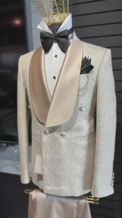 Gold / Champagne Shawl Double Breasted Tuxedo