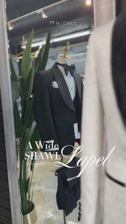Wide Shawl Lapel Black Tuxedo Uomos