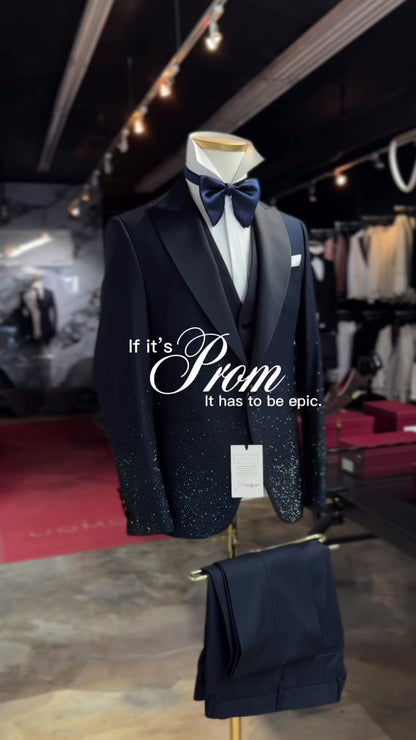 Midnight Stardust Navy Peak Lapel Tuxedo