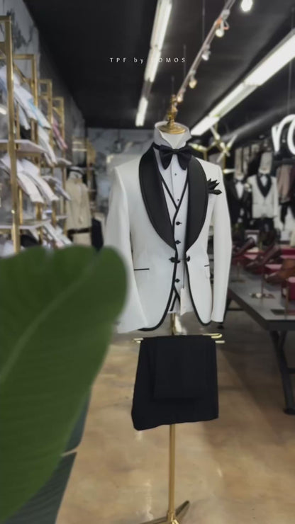 White Sparkly Edition Shawl Lapel Tuxedo