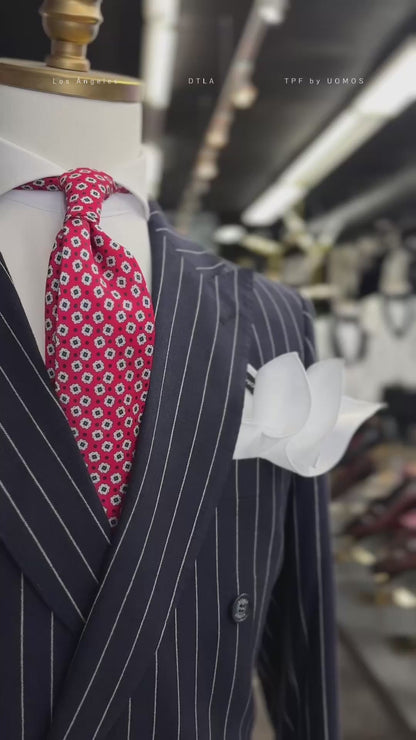 Regent Navy Pinstripe Double-Breasted Suit 100% Linen