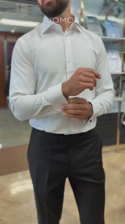 White cotton shirt with French cuffs slim
