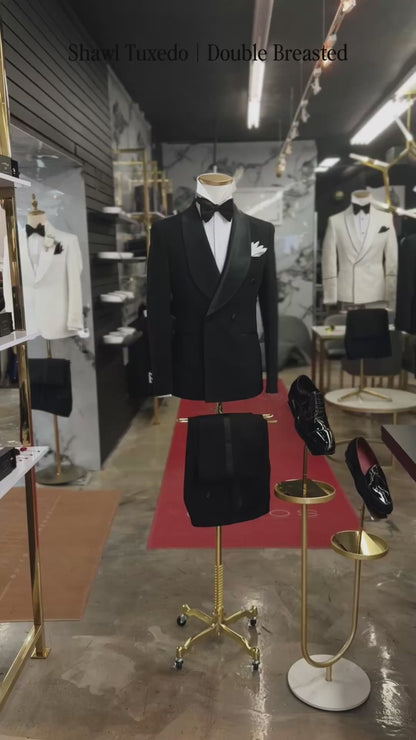 Black Shawl Lapel Tuxedo Double Breasted
