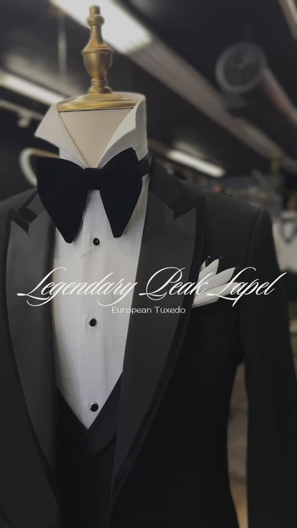 Black Signature Velvet Trim Peak Euro Tuxedo