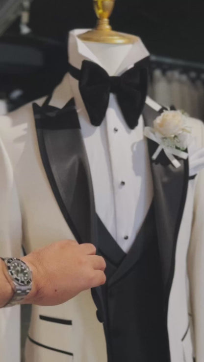 Ivory Signature Velvet Trim Peak Euro Tuxedo